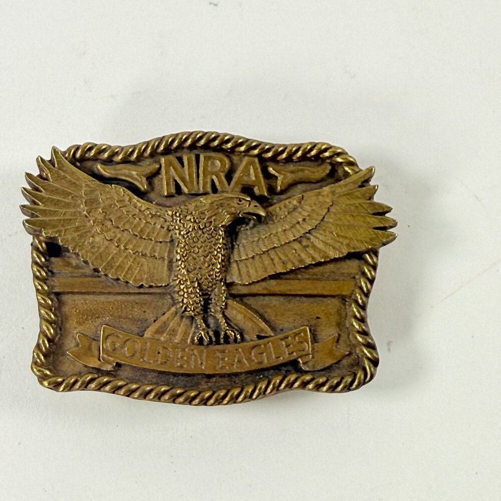 NRA Golden Eagles Brass Vintage Western Style Belt Buckle